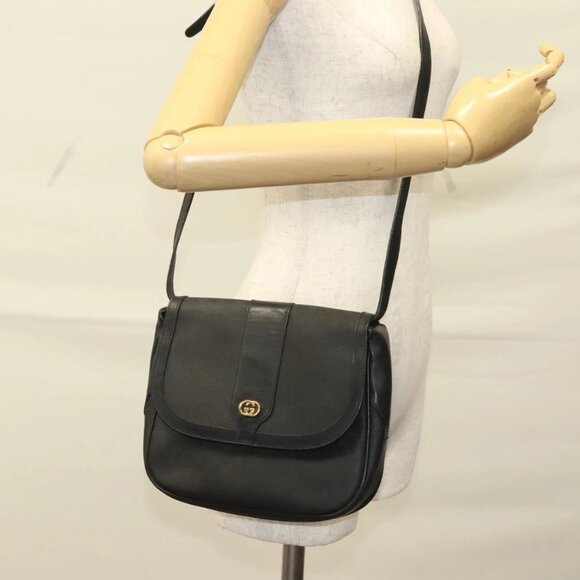 GUCCI Micro GG Supreme Shoulder Bag PVC Black Gold 001 41 4425 Auth ep9569 - Picture 15 of 16